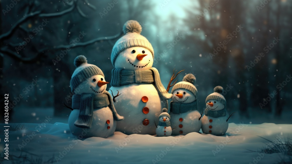 Obraz premium snowman in the forest