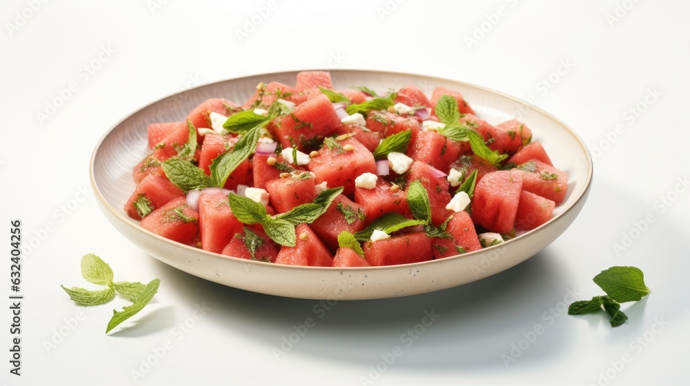watermelon salad with tomatoes and cucumbers