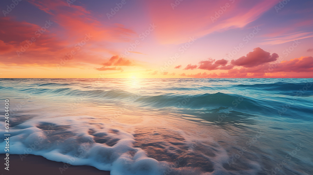 tropical beach with smooth wave and sunset sky abstract background sunset at sea landscape