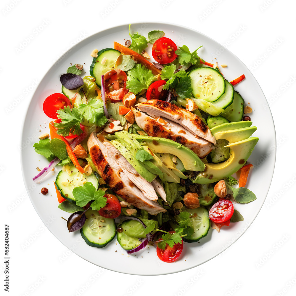 Chicken Vegetable salad mixed with avocado