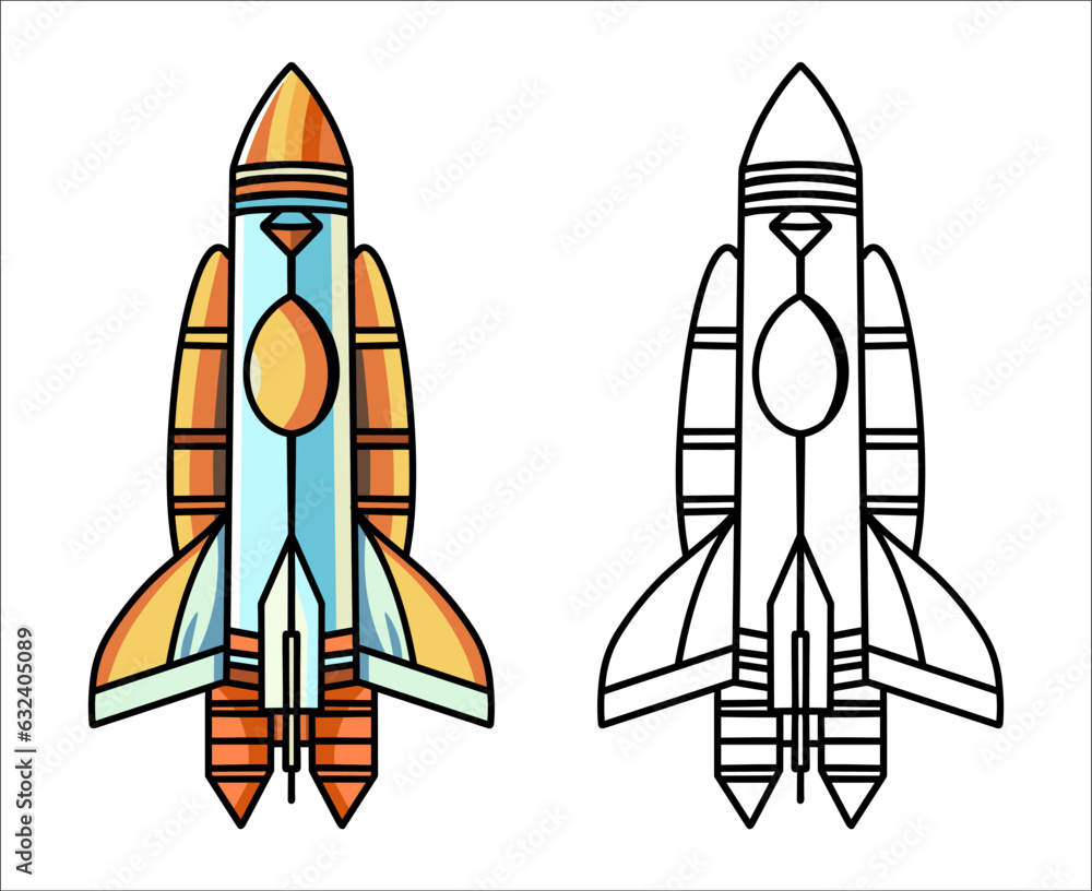 Hand drawn Rocket Vector Illustration With Line Art