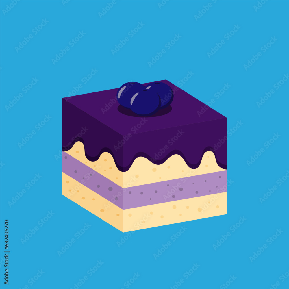 Blueberry Cheesecake Illustration Isolated Blueberry Cheesecake Illustration Isolated