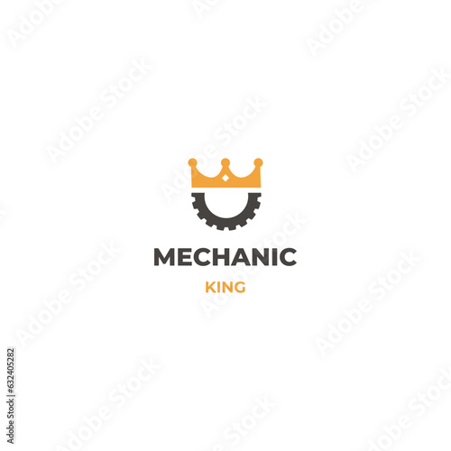mechanic king logo design modern concept