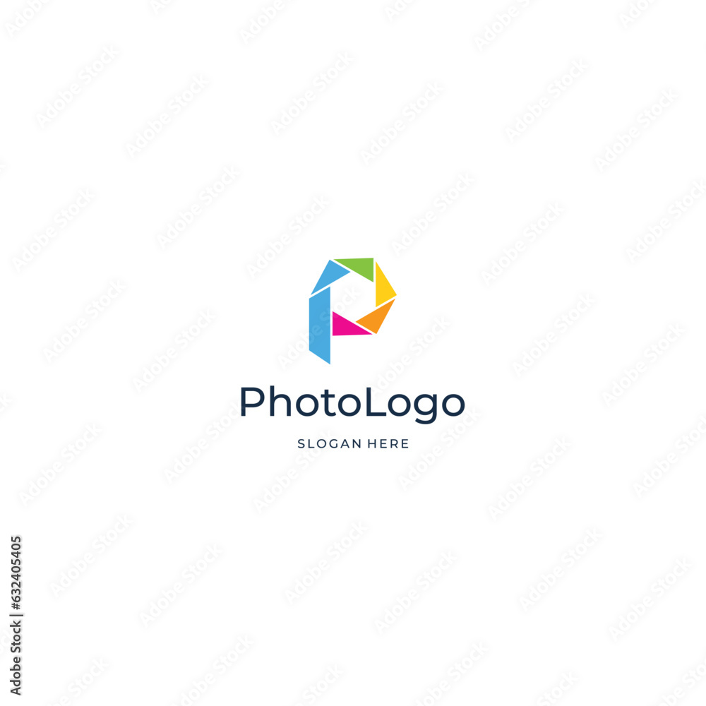 shutter symbol combine with letter P logo design on isolated background shutter symbol combine with letter P logo design on isolated background