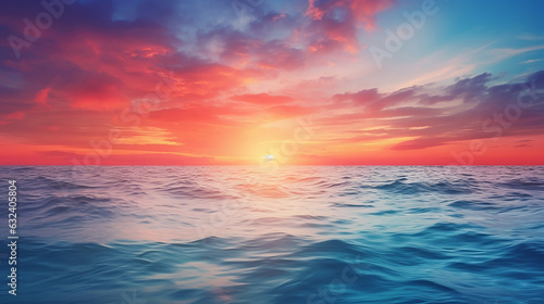 blurred defocused sunset sky and ocean nature background