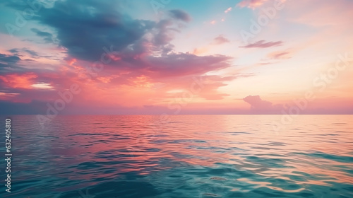 beautiful blurred defocused sunset sky and ocean nature background photo