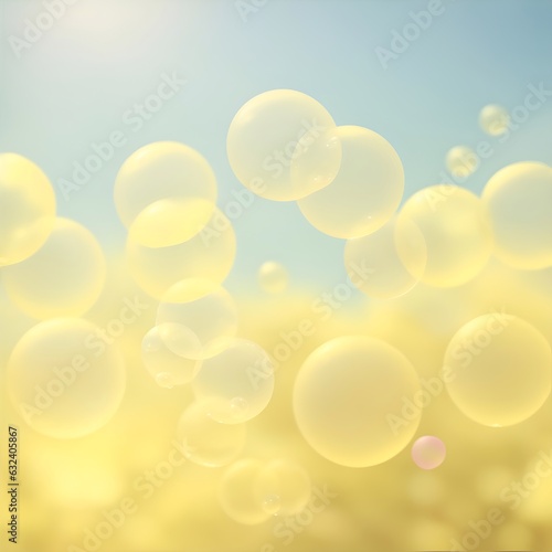 Bubbles fluffy pastel yellow color blurred background