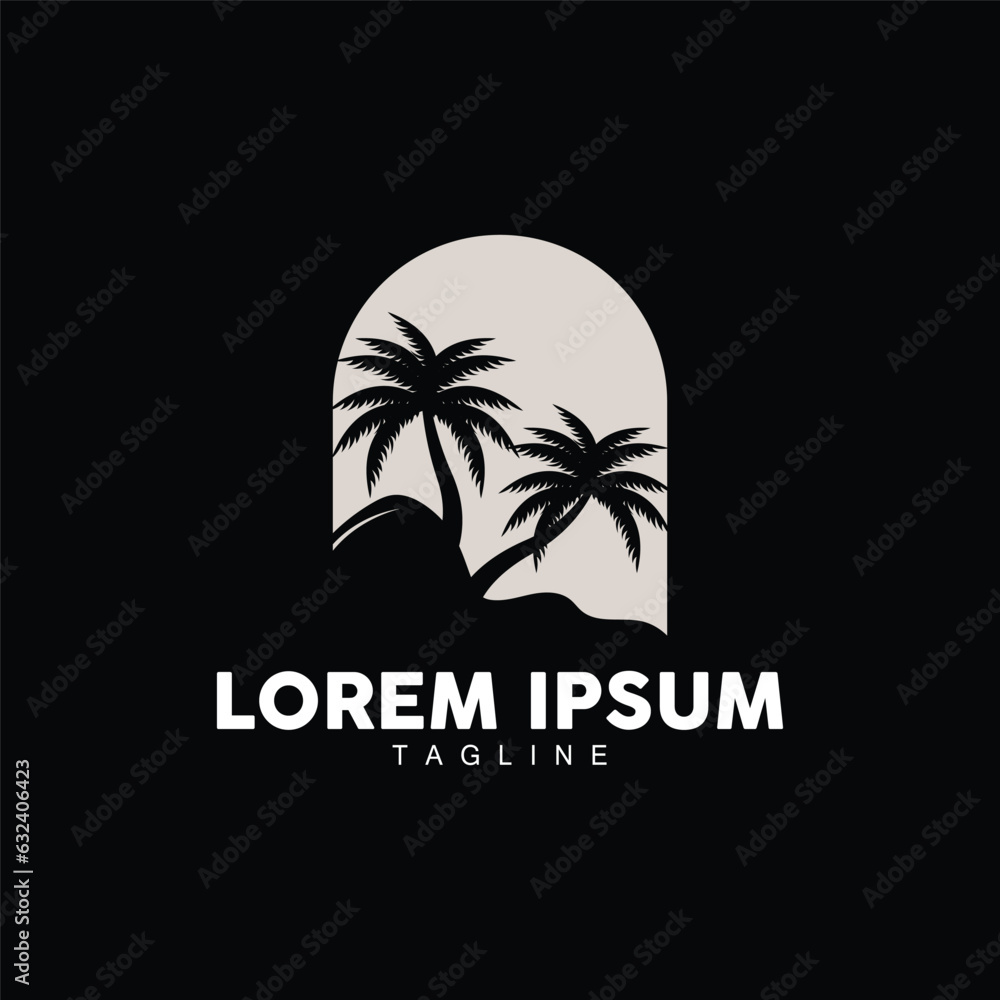 Naklejka premium Coconut Tree Logo Design, Beach Plant Vector, Palm Tree Summer, Illustration Template