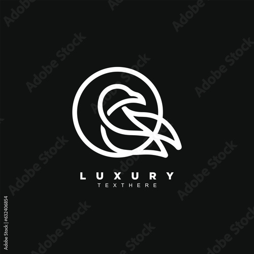 abstract geometric linear bird logo design badge for your brand or business