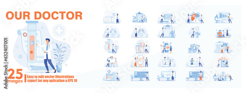 Our doctor concept illustration, collection of male and female business people scenes in the our doctor scene. mega set flat vector modern illustration