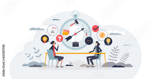 Career counseling and professional advice for occupation choice tiny person concept, transparent background. Job coaching and guidance for life changes or profession direction change.