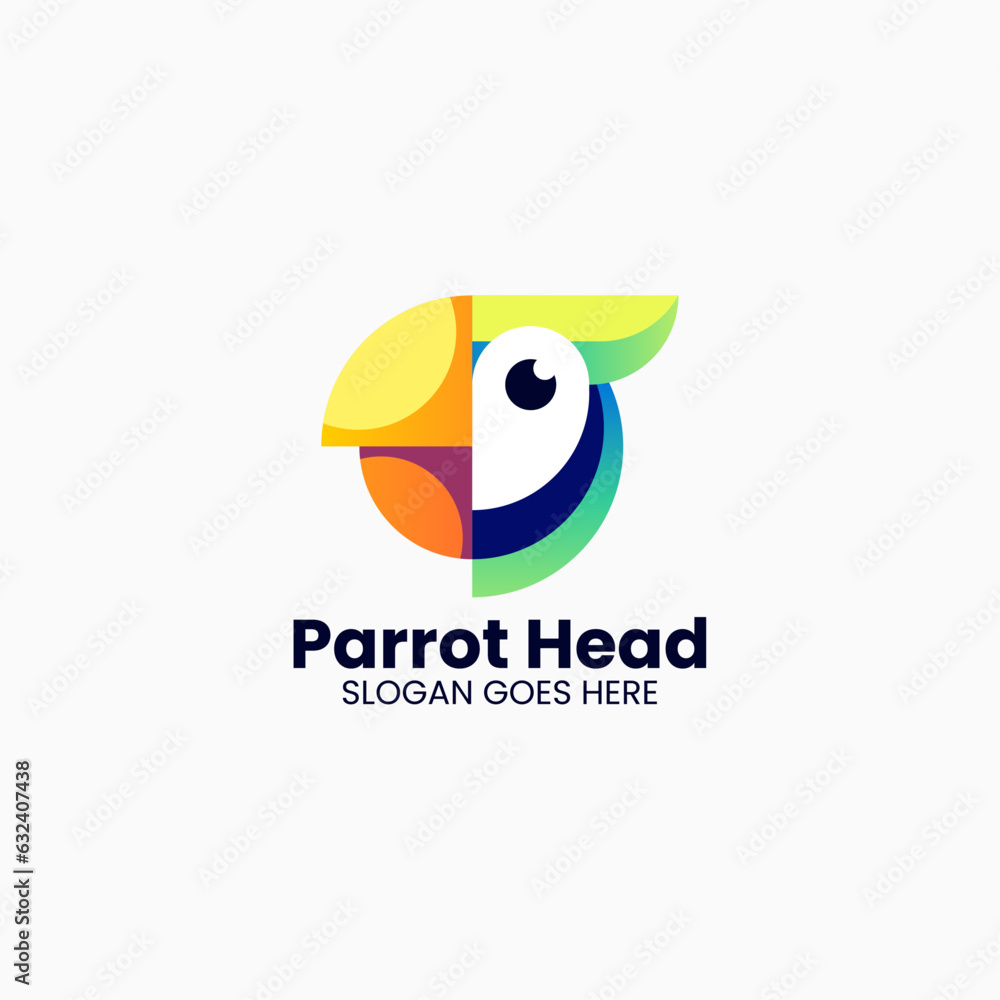 Vector Logo Illustration Cockatoo Gradient Colorful Style