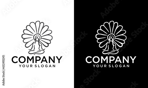 Meditation vector logo, yoga for women icon isolated on white background, lotus yoga symbol