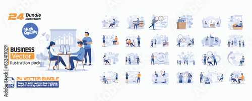 Business vector concept illustration, collection of male and female business people scenes in the business vector scene. mega set flat vector modern illustration