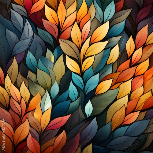Wallpaper Mural Geometric autumn leaves seamless pattern illustration Generative AI Torontodigital.ca