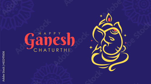 happy ganesh chaturthi banner horizontal template vector