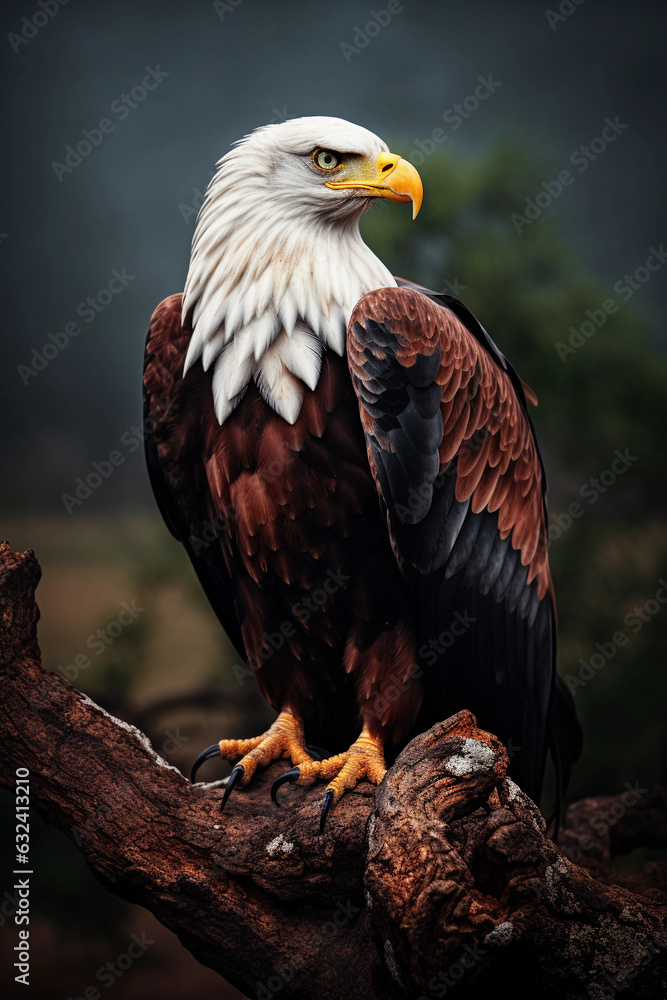 Fototapeta premium African Fish Eagle in the Savanna. Majestic Portrait. Africa Wildlife Animal. Generative ai