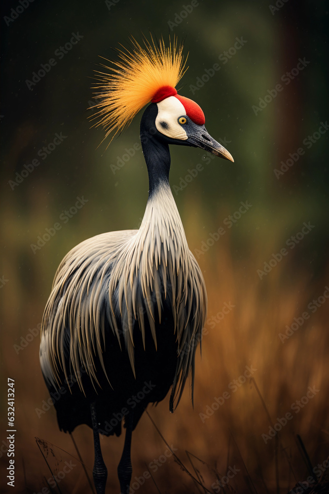 Obraz premium African Grey Crowned Crane. Majestic Portrait. Africa Wildlife Animal. Generative ai