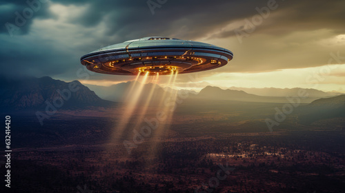 UFO Flying Saucer Spaceship Alien Spacecraft Science Fiction Desert Universe Space