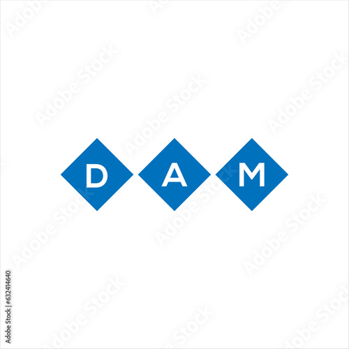 Fototapeta Naklejka Na Ścianę i Meble -  DAM letter technology logo design on white background. DAM creative initials letter IT logo concept. DAM setting shape design
