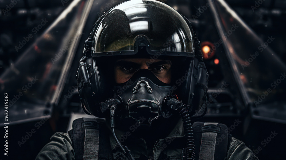 The Fighter Pilot wearing masked in plane The Fighter Pilot wearing masked in plane
