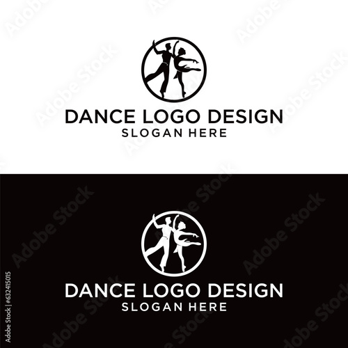 Couple dancing studio logo vector icon template on white background