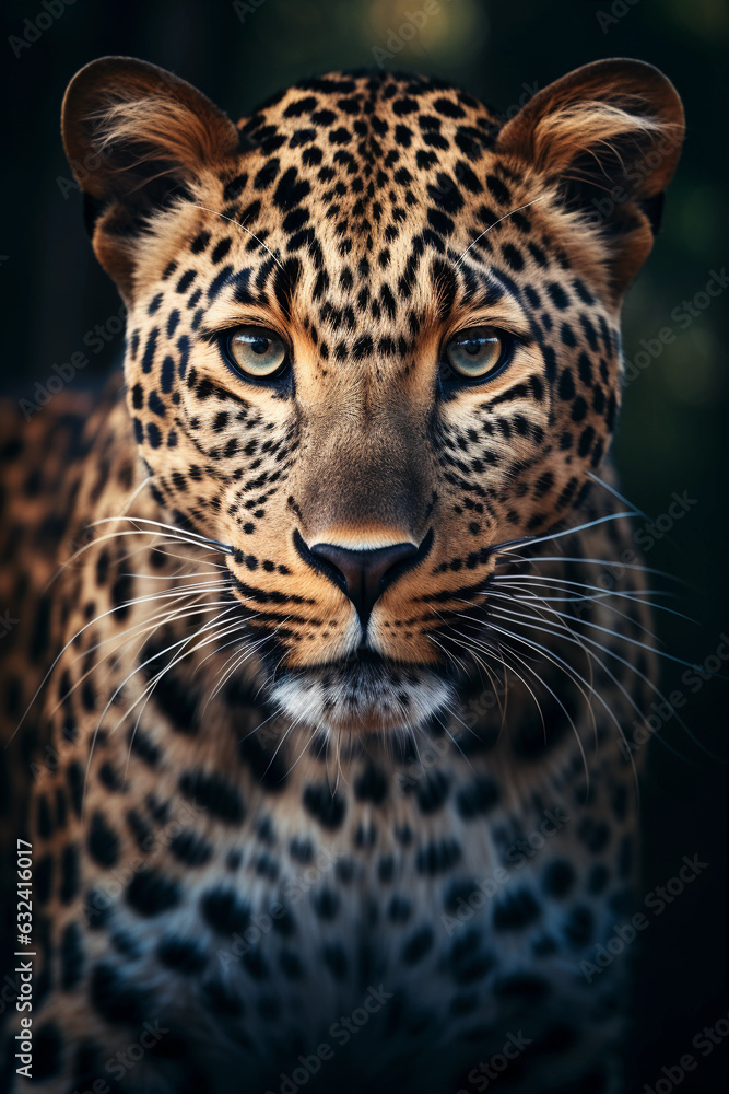 African Leopard in the Savannah. Majestic Portrait. Africa Wildlife Animal. Generative ai