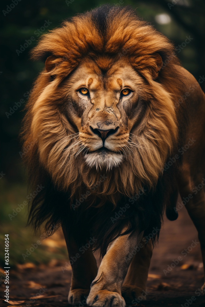 African Lion in the Jungle. Majestic Portrait. Africa Wildlife Animal. Generative ai African Lion in the Jungle. Majestic Portrait. Africa Wildlife Animal. Generative ai