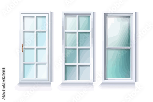 Modern transparent windows different forms realistic. Vector illustration design.