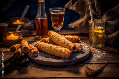 Brandy snaps , a popular snack from United Kingdom photo