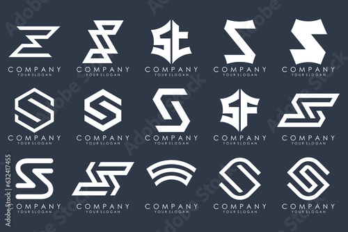 Abstract collection with letters S logo design. creative design logotype S with white color.