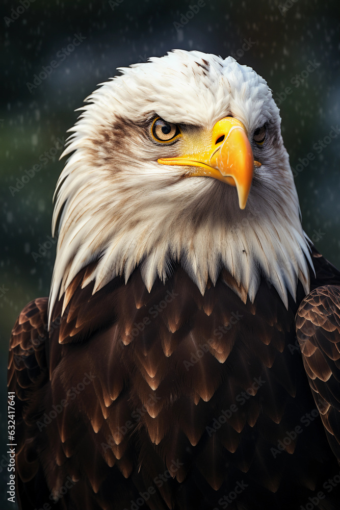 Bald Eagle in its Natural Habitat. Majestic Portrait. American Wildlife Animal. Generative ai Bald Eagle in its Natural Habitat. Majestic Portrait. American Wildlife Animal. Generative ai