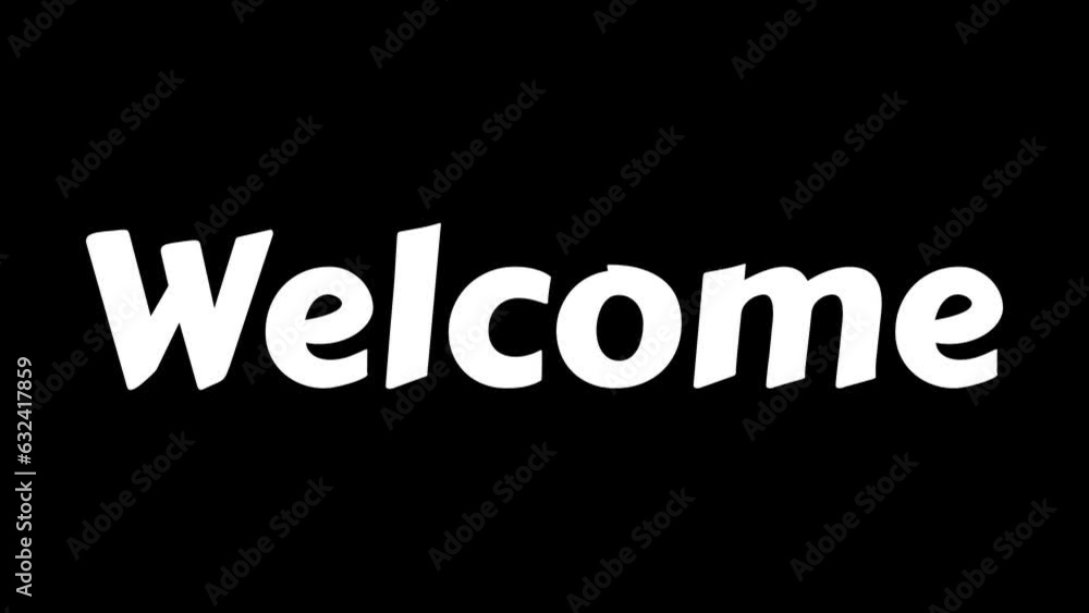 Animated welcome with flowing text effect in black and white background Animated welcome with flowing text effect in black and white background