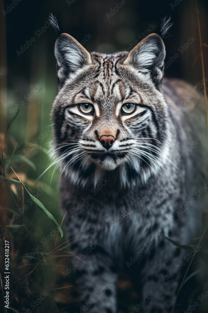 Bobcat in its Natural Habitat. Majestic Portrait. Wildlife Animal. Generative ai Bobcat in its Natural Habitat. Majestic Portrait. Wildlife Animal. Generative ai