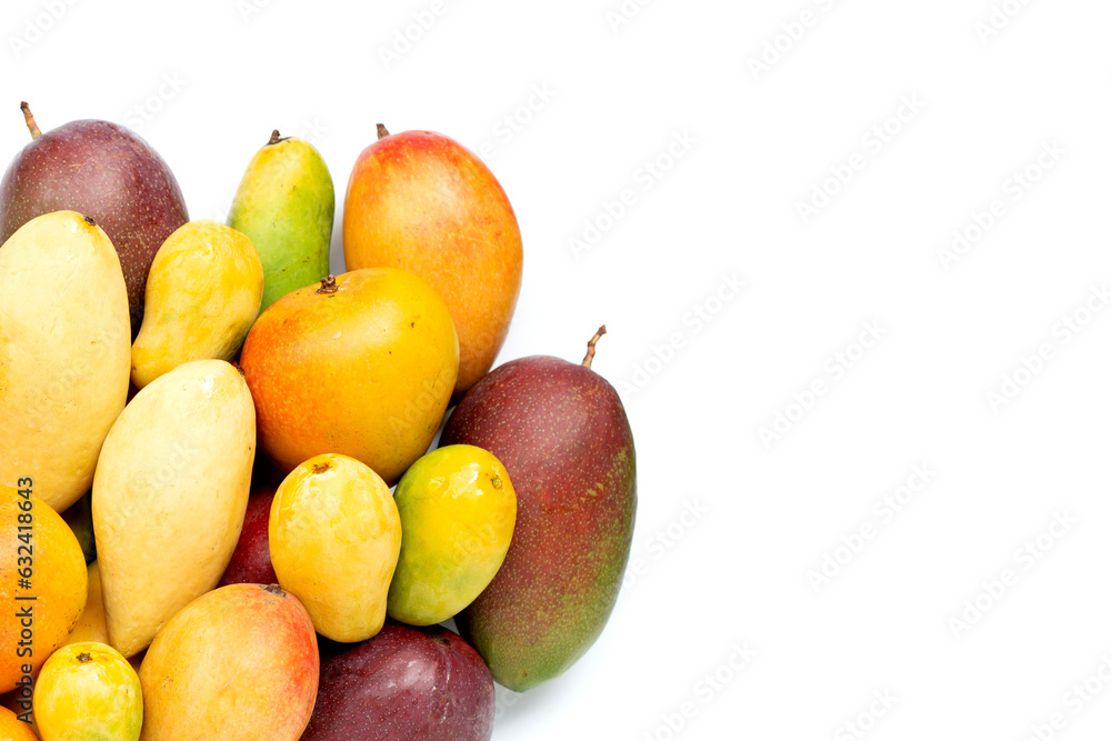 Tropical fruit, Mango on white background. Top view Tropical fruit, Mango on white background. Top view