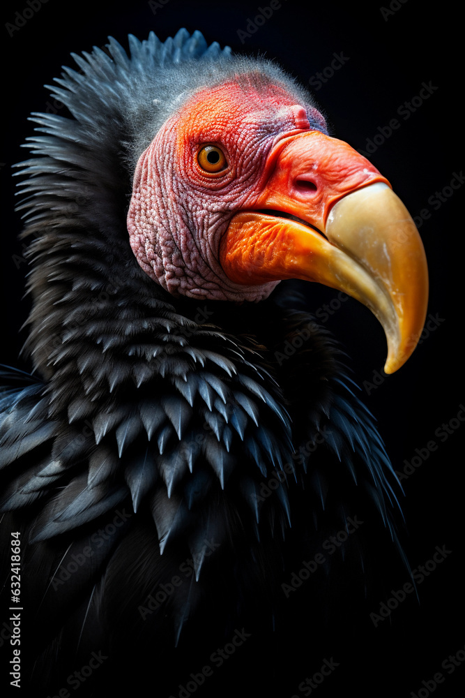 California Condor in its Natural Habitat. Majestic Portrait. Wildlife Animal. Generative ai
