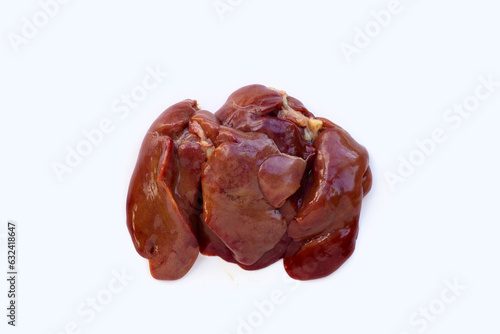 Chicken liver on white background.