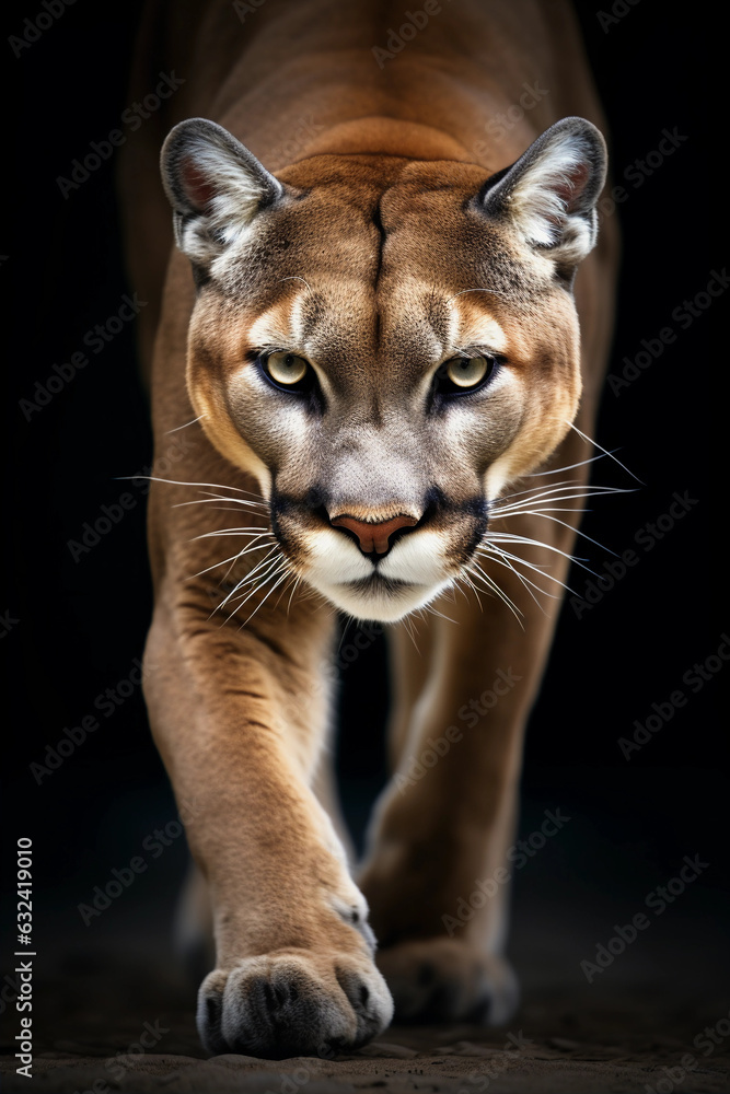 Obraz premium Cougar Mountain Lion in its Natural Habitat. Majestic Portrait. Wildlife Animal. Generative ai