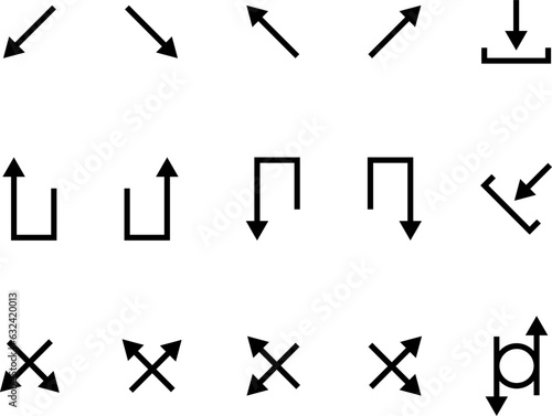 Arrows icons. Big set of line vector arrow icons isolated on white background