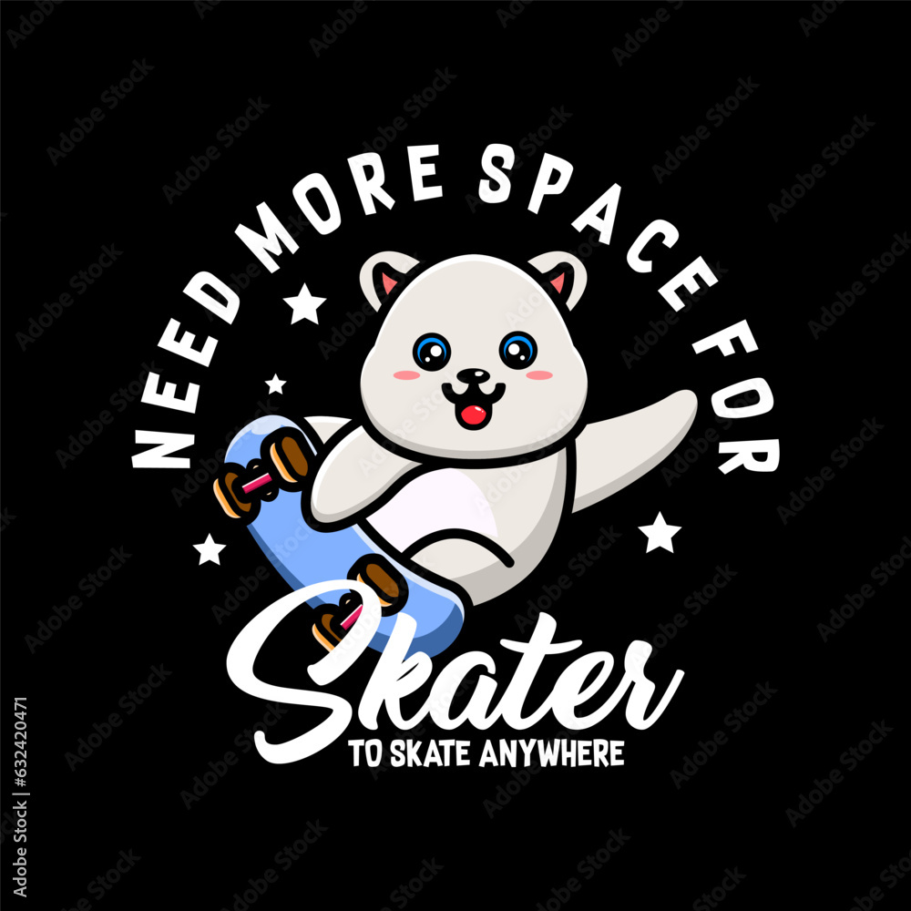 T-shirt design need more space for skater to skate anywhere