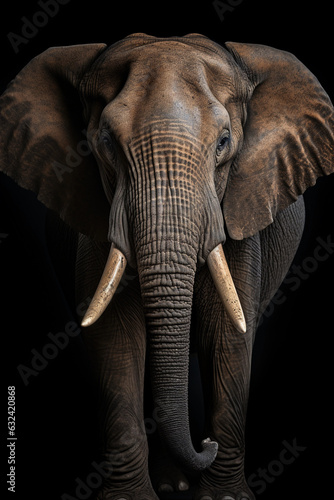 Male Indian Elephant in Moody Style. Majestic Portrait. Wildlife Animal. Generative ai