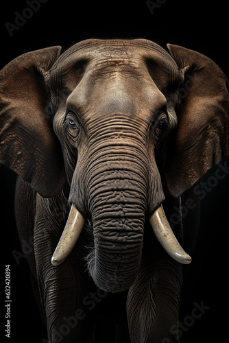 Male Indian Elephant in Moody Style. Majestic Portrait. Wildlife Animal. Generative ai