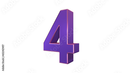 Purple glossy 3d number 4