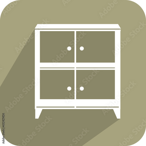 Vector cupboard, bookshelf and shelves mounted on wall. Isolated on button