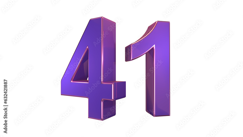 Obraz premium Purple glossy 3d number 41