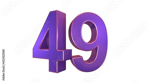 Purple glossy 3d number 49