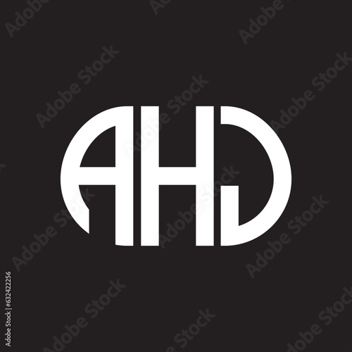 AHJ letter technology logo design on black background. AHJ creative initials letter IT logo concept. AHJ setting shape design 
