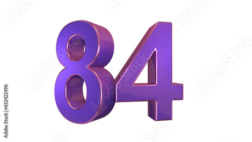 Purple glossy 3d number 84