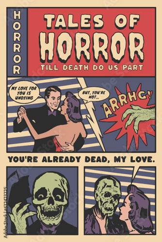 Tales of Horror - Vintage Comic Vector Art, Illustration and Graphic