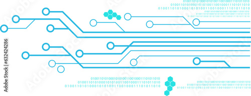 Vector high-tech technology data. Circuit board or electronic motherboard. lines and dots connect. 
